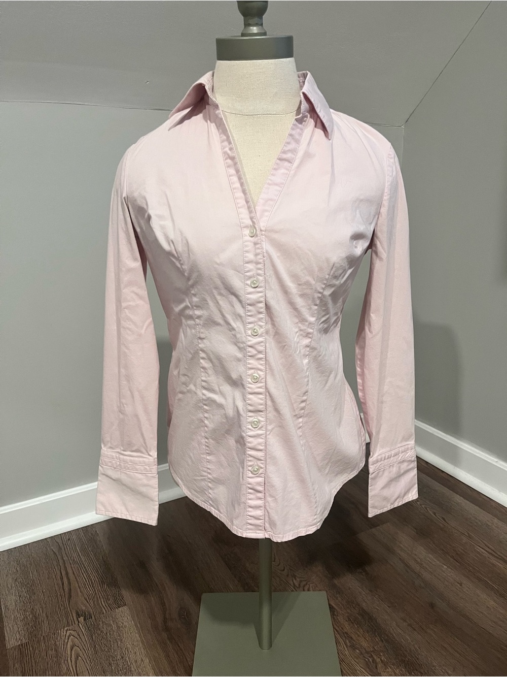 Classic Womens Button-Down Shirt in Light Pink from Express Design Studio
